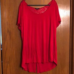 Ambiance red top with lace and open back detail